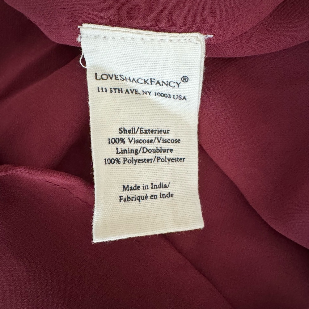 LOVESHACKFANCY RUFFLE MINI TIERED SKIRT OXBLOOD. Size XL. MSRP 275 - Picture 14 of 15
